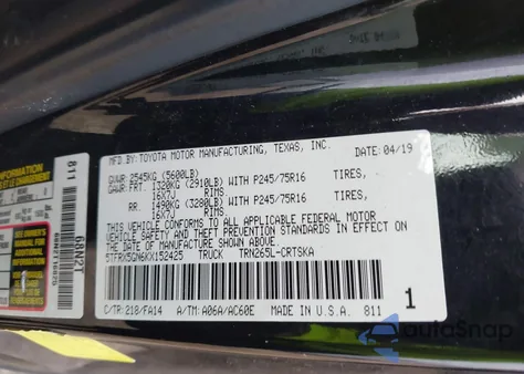 2019 Toyota Tacoma Access Cab/Sr/Sr5/Trd Sport из США, поврежденный, VIN 5TFRX5GN6KX152425